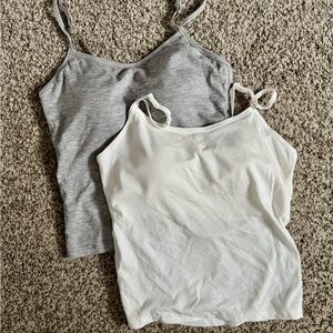 Women's Gray and White Ribbed Tank Tops